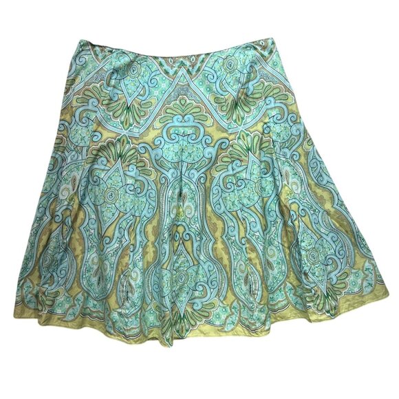 Talbots Womens Paisley A-Line Skirt Size 14 Green Floral Summer Boho Casual Y2K - Picture 1 of 12